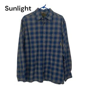 Timberland Blue Plaid Long Sleeve Button-Up Shirt Mens Size L Cotton Casual